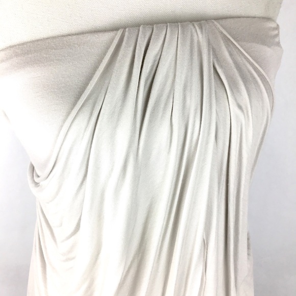 Light gray Velvet (brand) strapless, draped dress. - Picture 2 of 7